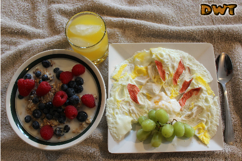 Omelette and oatmeal