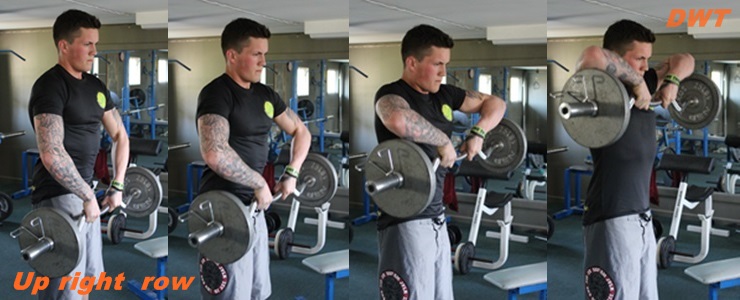 EZ bar upright rows