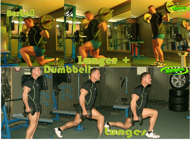 Barbell and Dumbbell lunges
